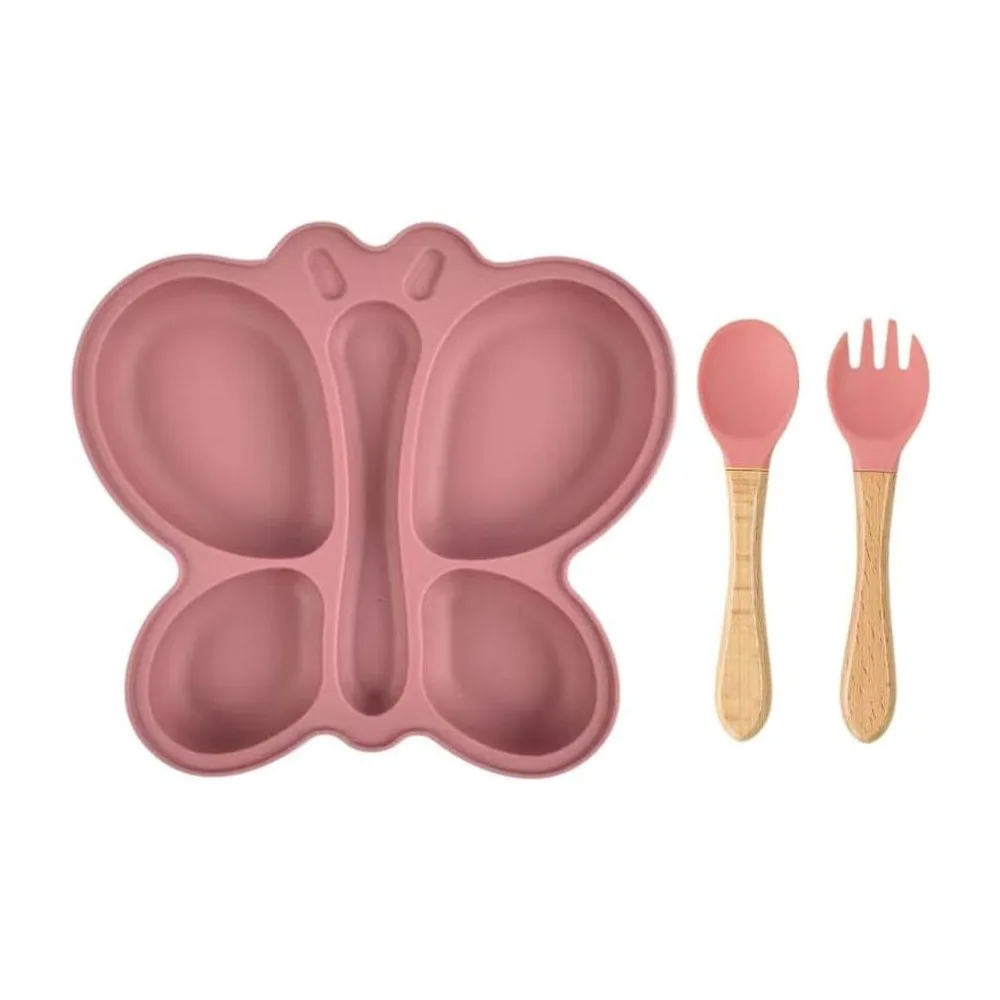 Plato de silicona para bebé con succión en forma de mariposa SensiBlue